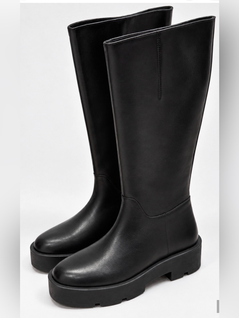 NEW MANGO MNG BLACK HIGH LEATHER PLATFORM BOOTS SZ 35 US 5